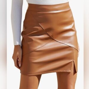 We1Fit Womens Fuax Leather Skirt High Waisted Bodycon Pencil Mini Skirts